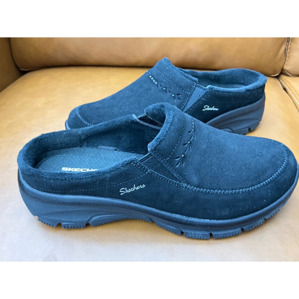Skechers Easy Going Mule Womens 8.5 Blac Suede Water Repellent 169161